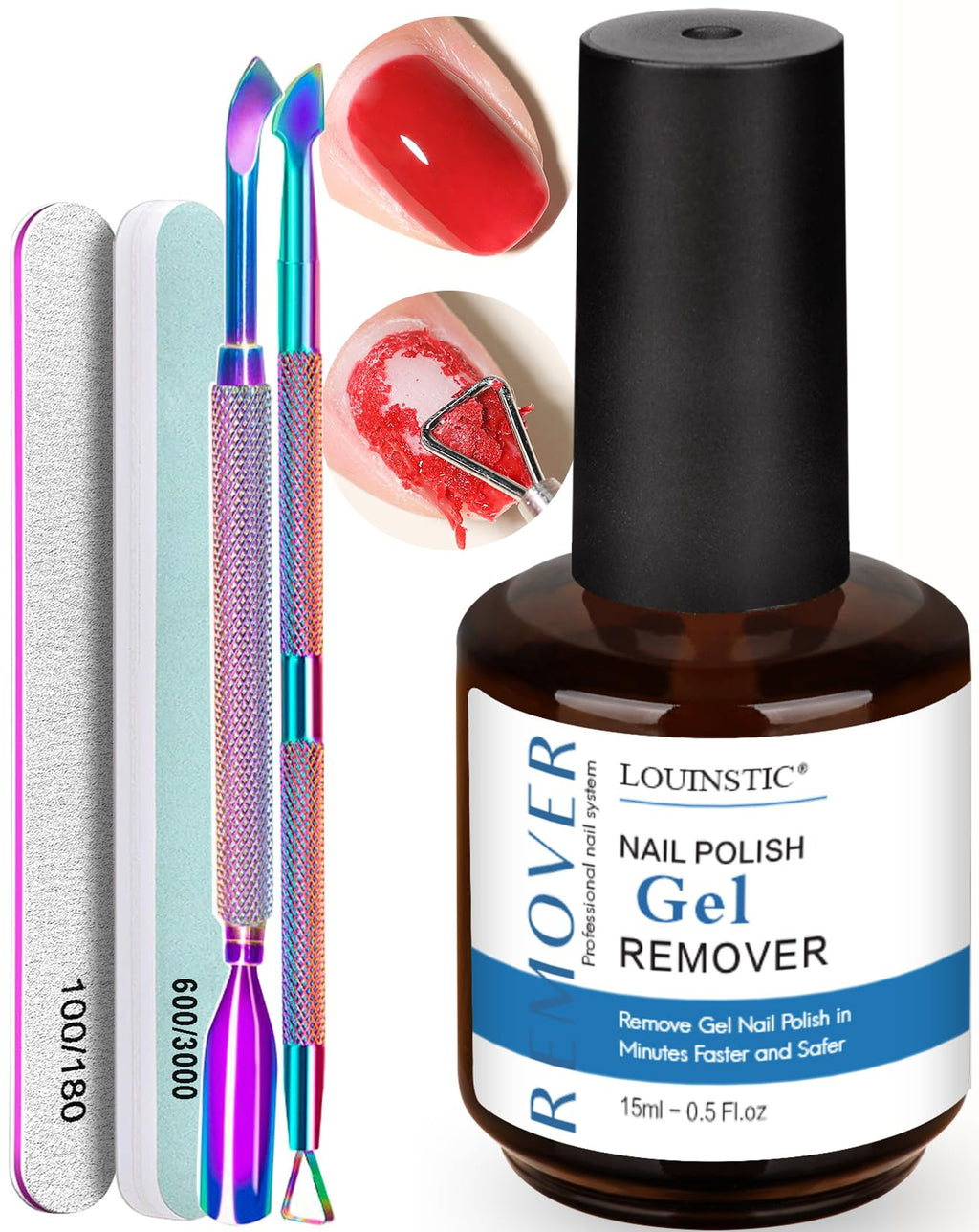 Gel Nail Polish Remover, 15ml Gel Remover for Nails No Need to Soak or Wrap