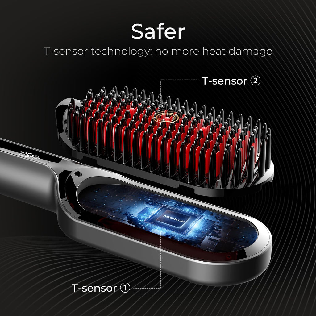 TYMO Hair Straightener Brush - Ionic Plus Straightening Brush for Women