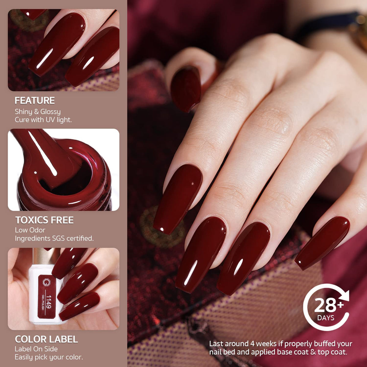 GAOY 23 Pcs Fall Gel Nail Polish Set, 20 Brown Red Green Glitter Colors