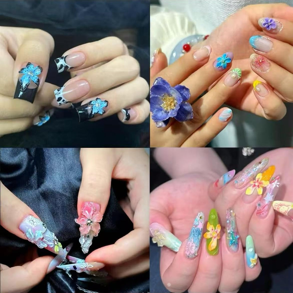 Pizadix 2 Pcs Flower Silicone Nail Art Molds for Women Resin Nail Design