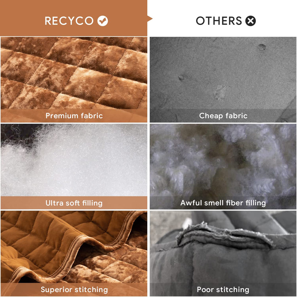 RECYCO Channel Box Stitch Velvet Quilt Set, King Size, Rusty Burnt Orange