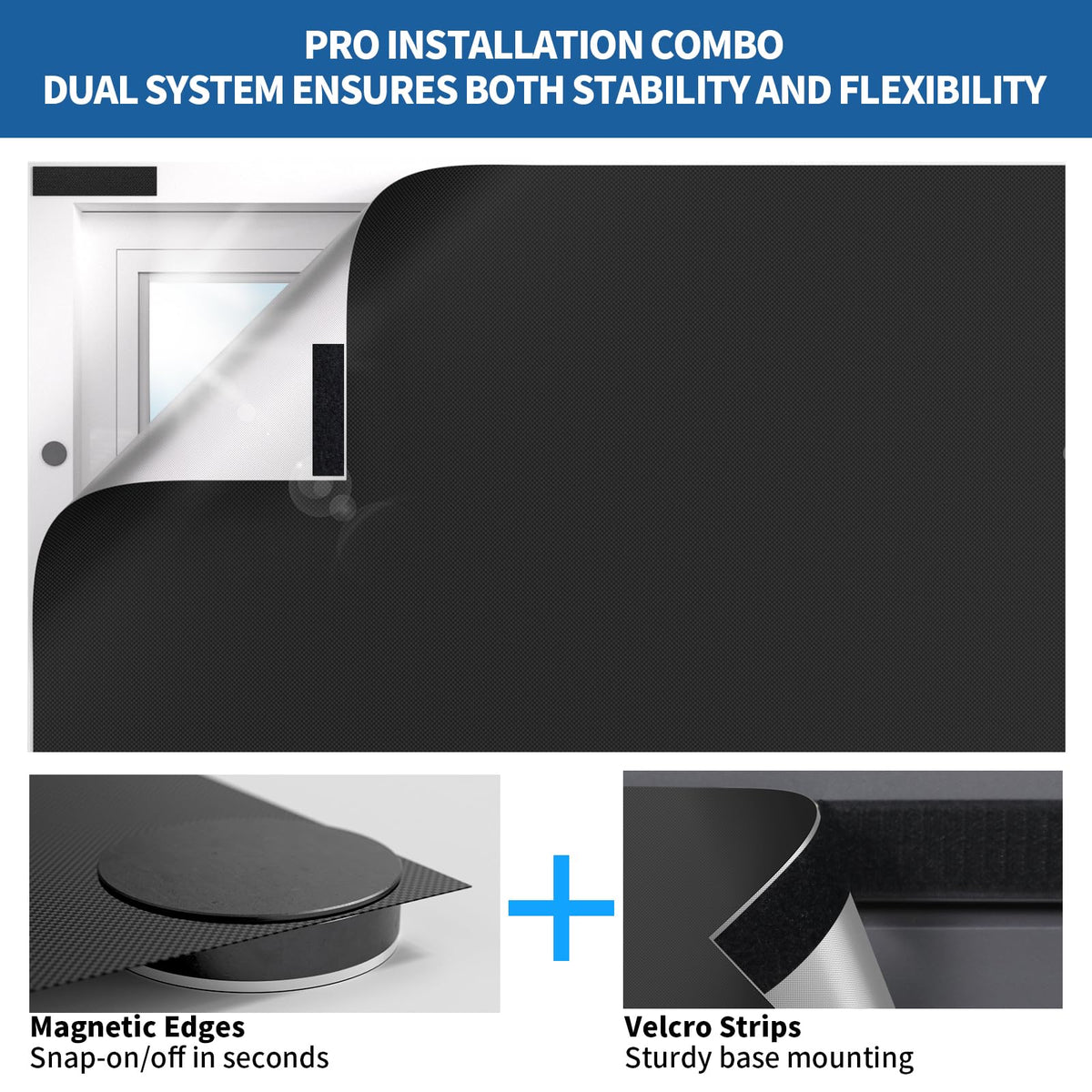 BKSAI 100% Blackout Curtains for Bedroom, Magnetic Portable Blackout Shades for Travel, Black Out Window Cover No Drill Cuttable for Bedroom, Nursery, Media Room, RV, 39x57 inch