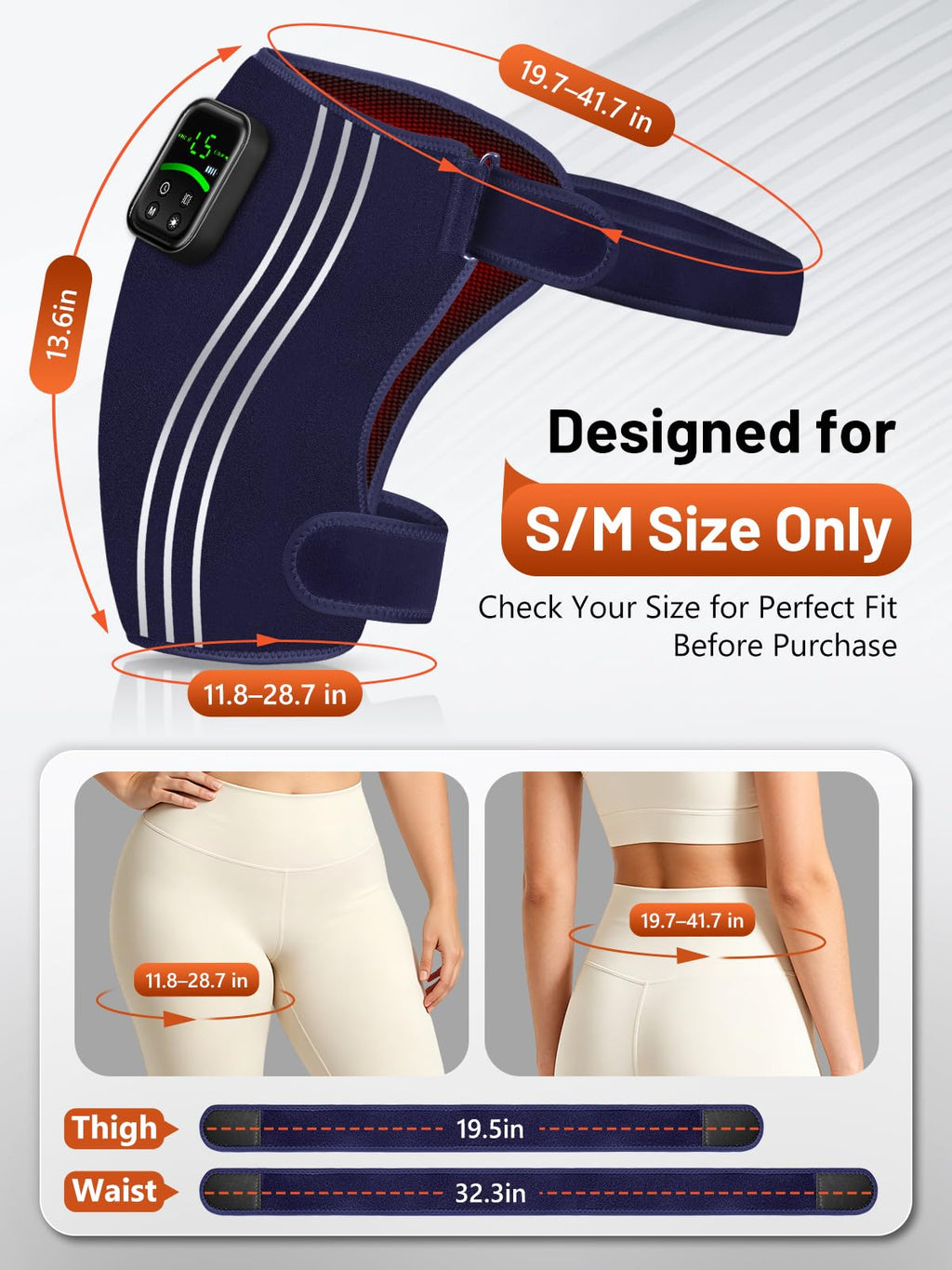 RELEXNOW Cordless Red Light Therapy for Hip with Heat & Vibration, Portable