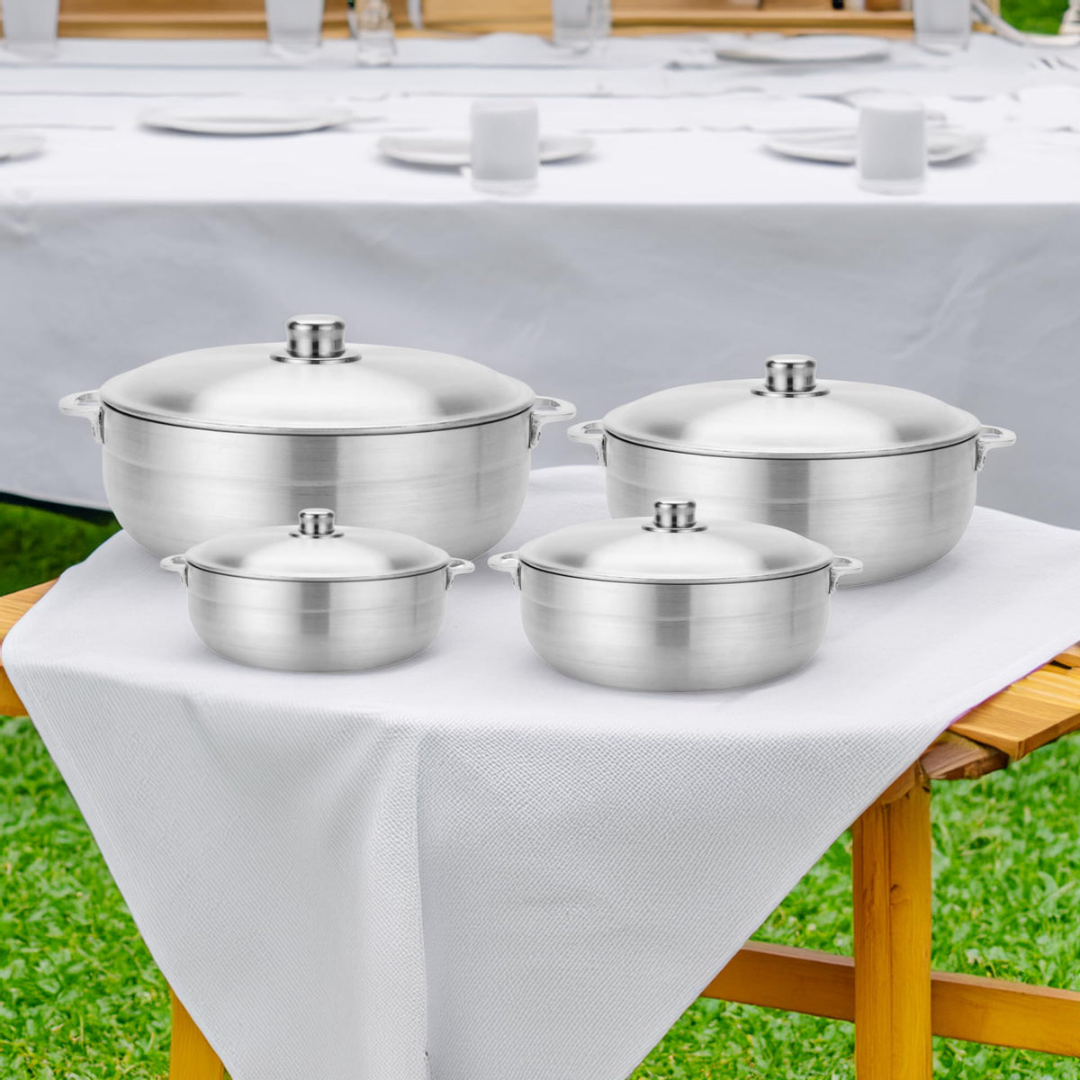 Alpine Cuisine 8-Piece Nonstick Aluminum Caldero Cookware Set with Lids | Includes 2 Qt, 3.5 Qt, 7 Qt, 13 Qt Pots | Ideal for Stews, Soups, & Rice