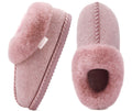 COFACE Women Bootie Slippers with Faux Fur Shearling Fluff Fuzzy Warm Collar Cuff Comfortable Cloud Memory Foam Cute Cozy Comfy Felt Upper for 2026 Winter Bedroom House Home Outdoor Pink Size 8.5
