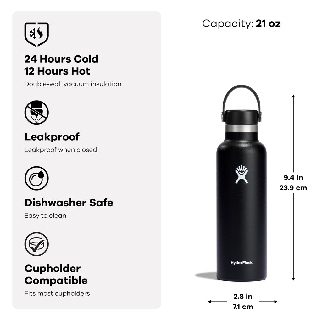 Hydro Flask Water Bottle - Insulated Stainless Steel - Non Spill, Leakproof in 21 Oz Beachplum Purple