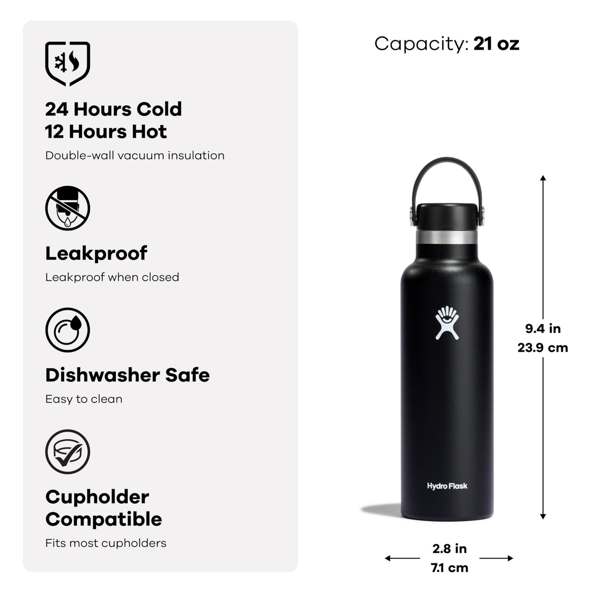 Hydro Flask Water Bottle - Insulated Stainless Steel - Non Spill, Leakproof in 21 Oz Beachplum Purple