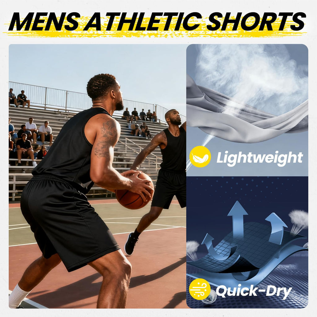 BALENNZ Mens Athletic Shorts with Pockets Quick Dry Workout Shorts Men5AXL