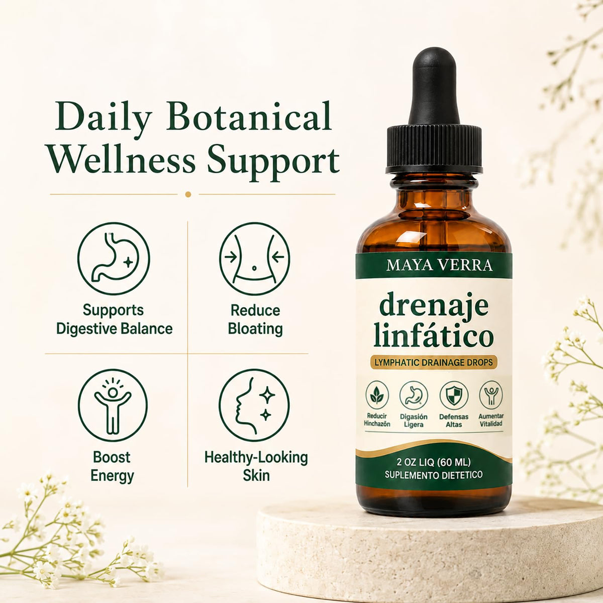 SOURPLUS Maya Verra Drenaje LinfáTico Gotas, Lymphatic Drainage Drops, Full Body Detox & Cleanse, Immune Support, Reduce Bloating, Vegan, Non-GMO (60ml) (1)