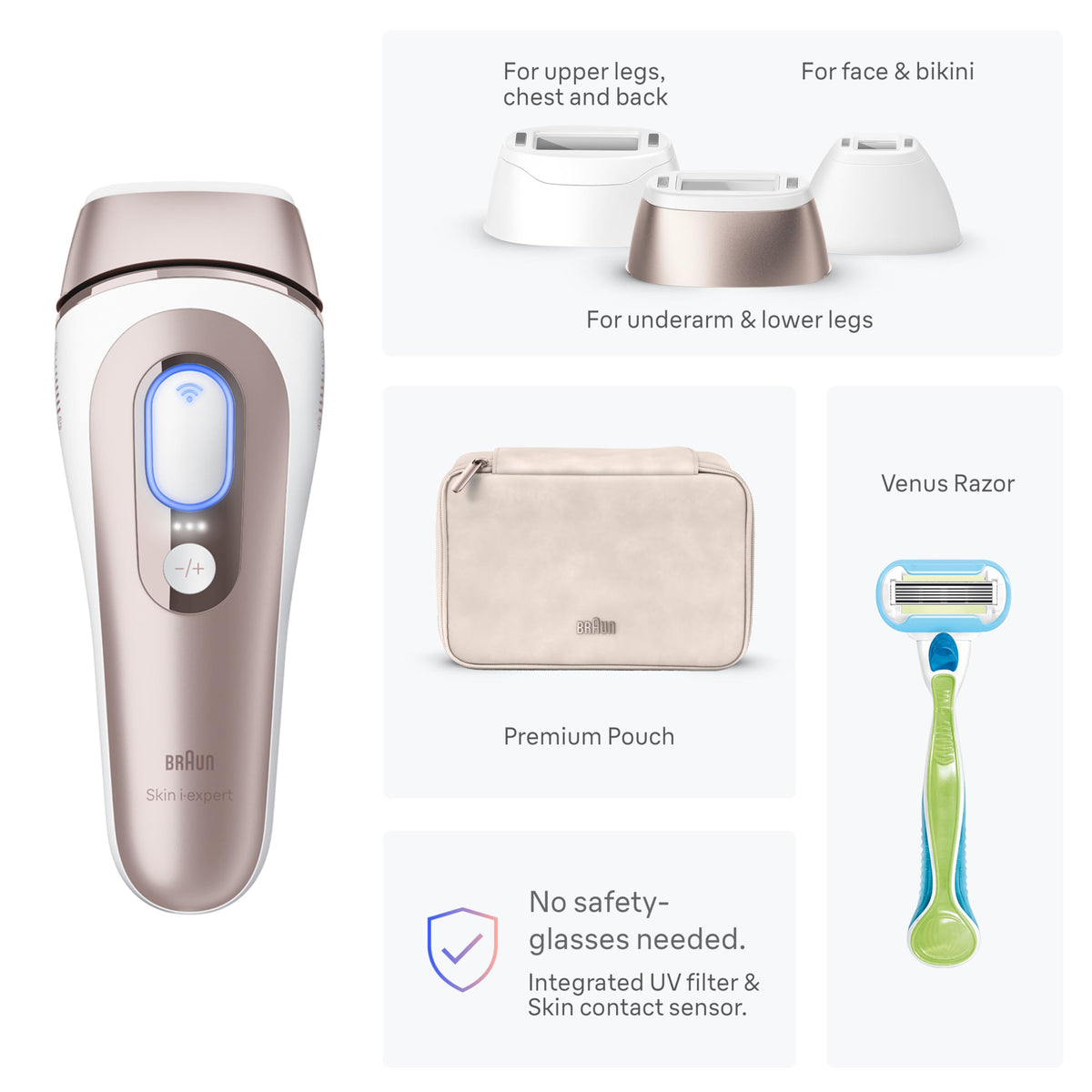 Braun Smart IPL, Skin i·Expert Pro 7, VOGUE's Best Hair Removal Device, IPL Hair Removal for Women and Men, Permanent Laser Hair Reduction At-Home, World's 1st Smart App, 3 Heads, IPL7243