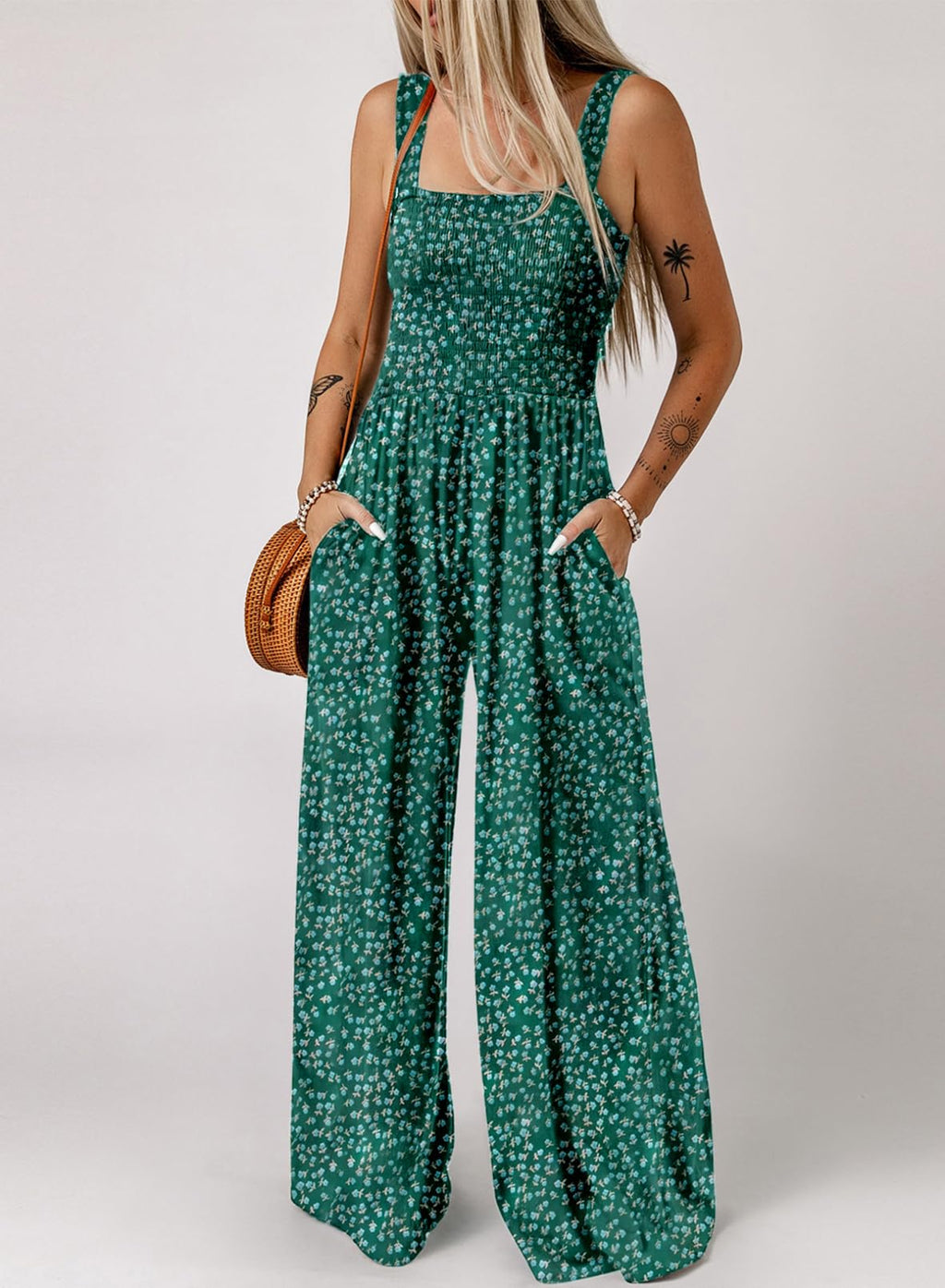Dokotoo Jumpsuits for Women Overalls Wide Leg One Piece Rompers Green XXL
