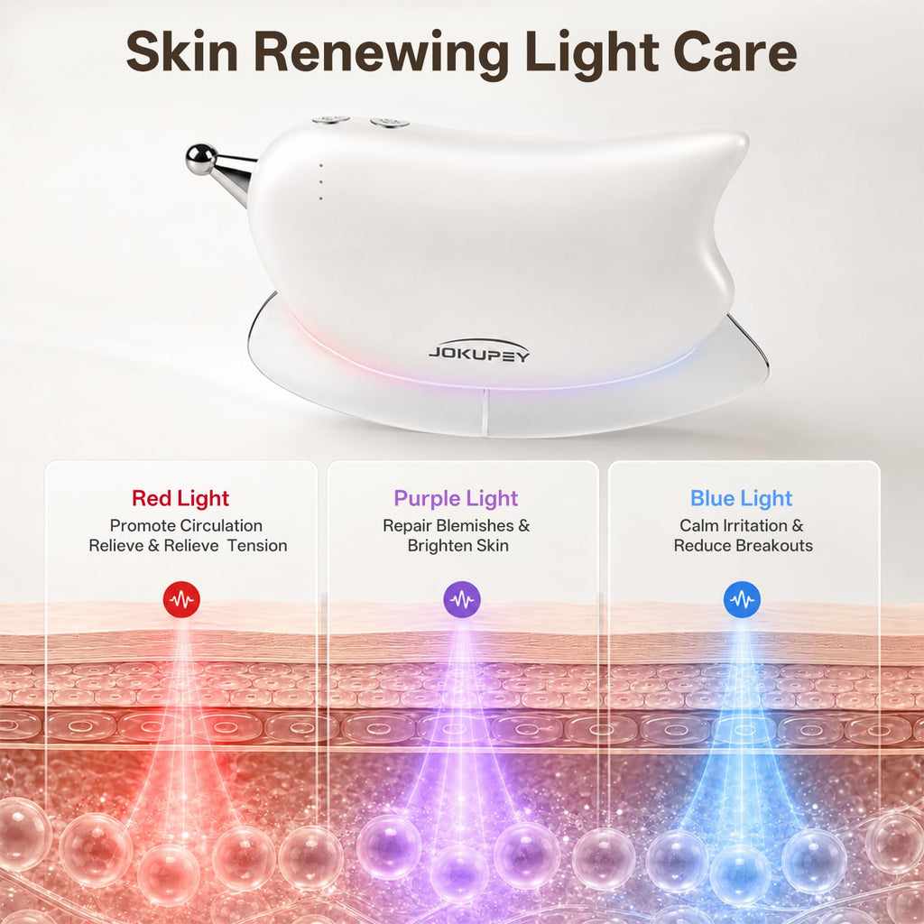 Jokupey Electric Muscle Scraper Tool with Heating & Vibration,White
