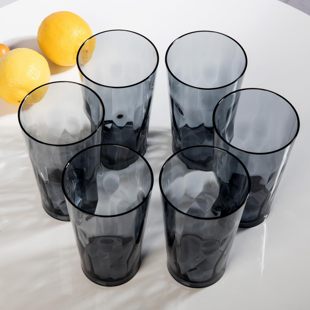 JGIRL Unbreakable Plastic Drinking Glasses,Set of 6,16 Ounces (Grey)