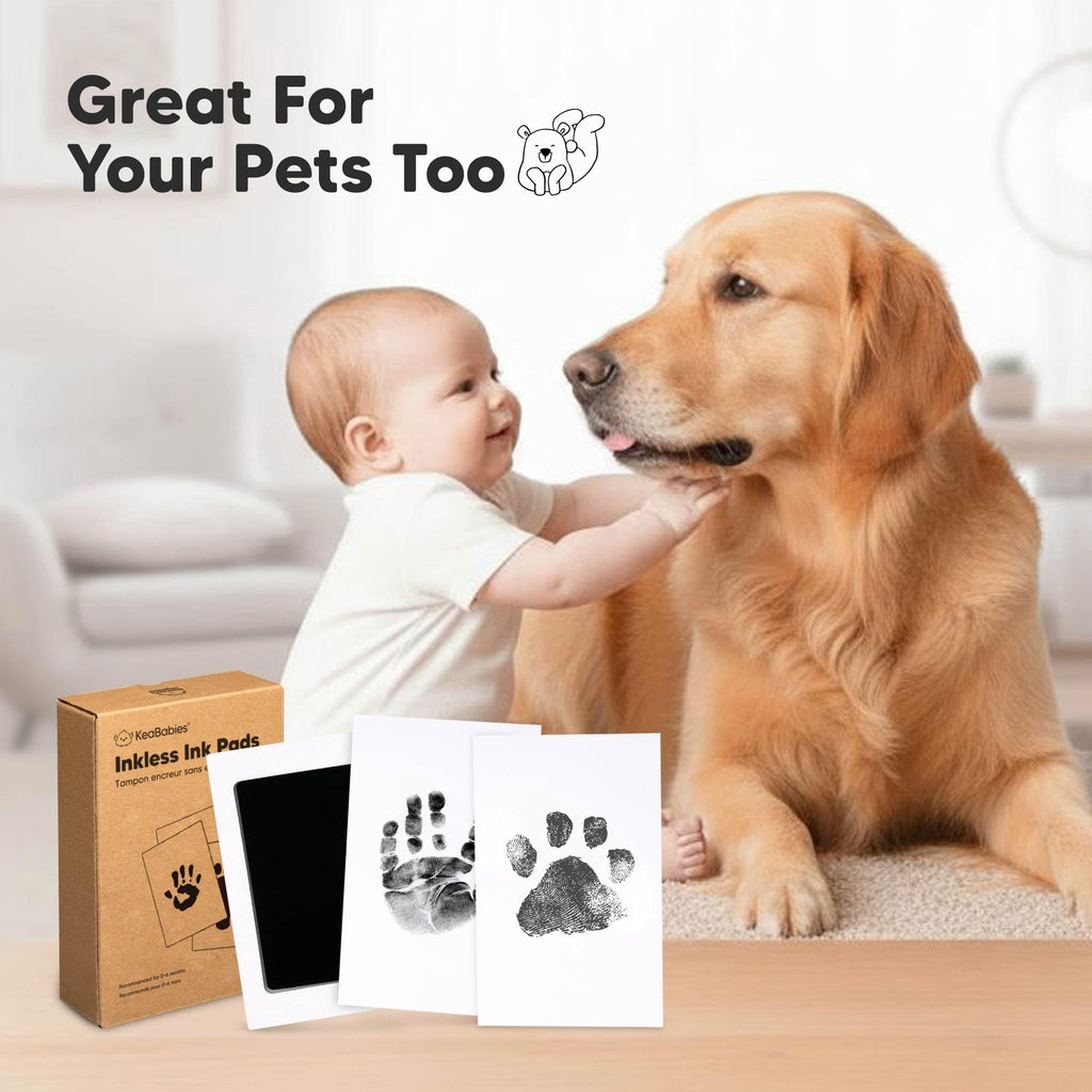 4pk Inkless Baby Hand and Footprint Kit, Mess Free Ink Pads (Jet Black, R)
