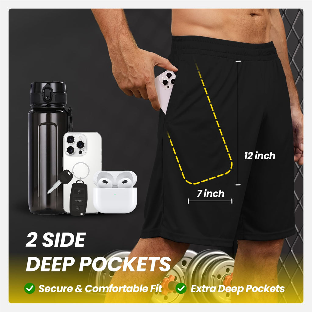 BALENNZ Mens Athletic Shorts with Pockets Quick Dry Workout Shorts Men5AXL