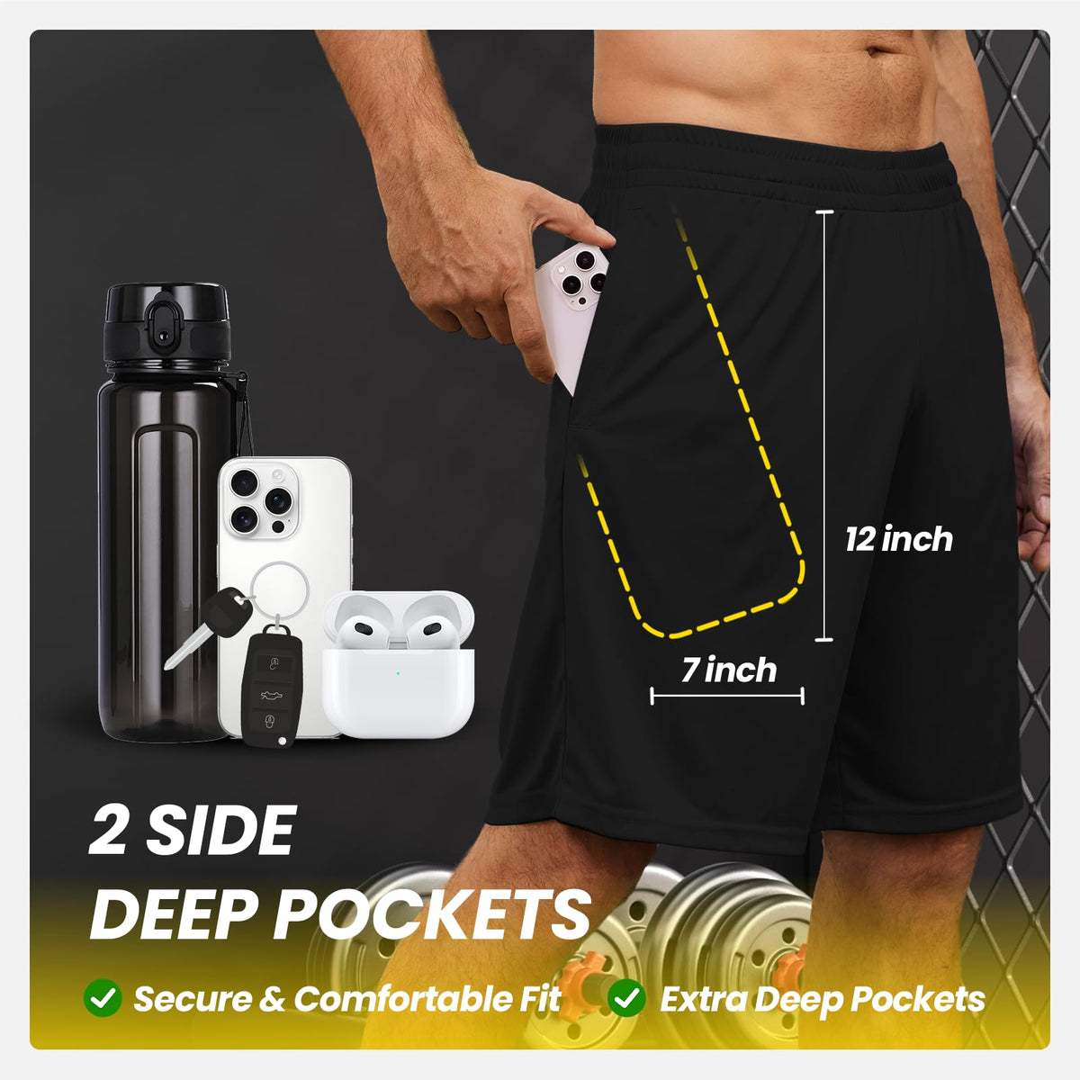 BALENNZ Mens Athletic Shorts with Pockets Quick Dry Workout Shorts Men5AXL