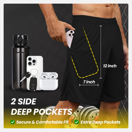 BALENNZ Mens Athletic Shorts with Pockets Quick Dry Workout Shorts Men5AXL