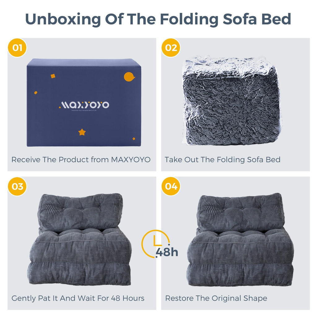 MAXYOYO Folding Sofa Bed, Convertible Chair Bed with Pillow