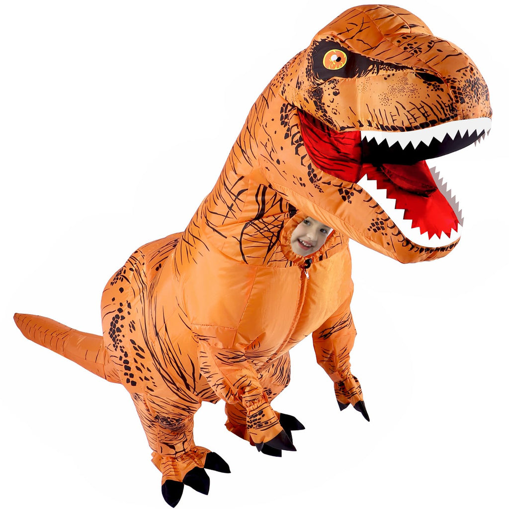 Inflatable Dinosaur Costume Kids, Durable T-REX Costume for Halloween,Brown