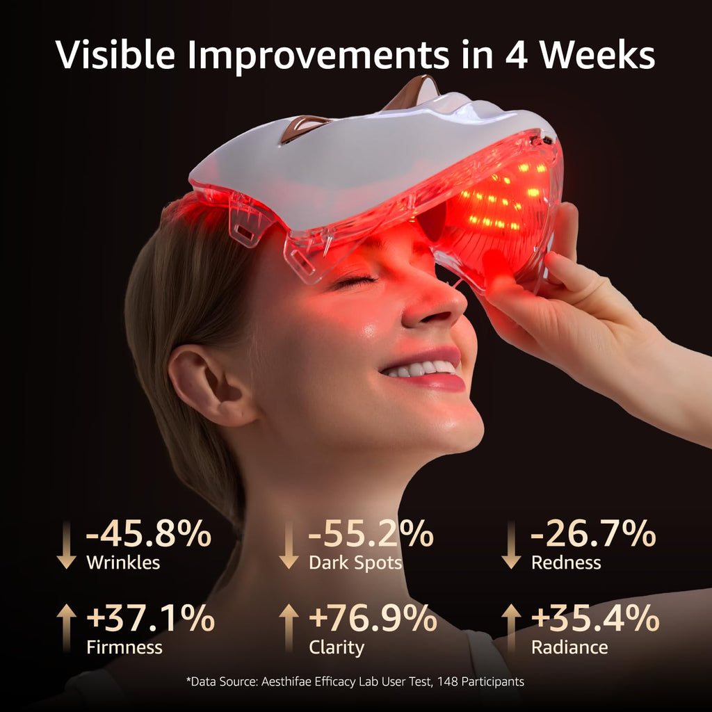 Red Light Therapy Mask for Face and Neck with 568 LEDs, Cordless & NIR