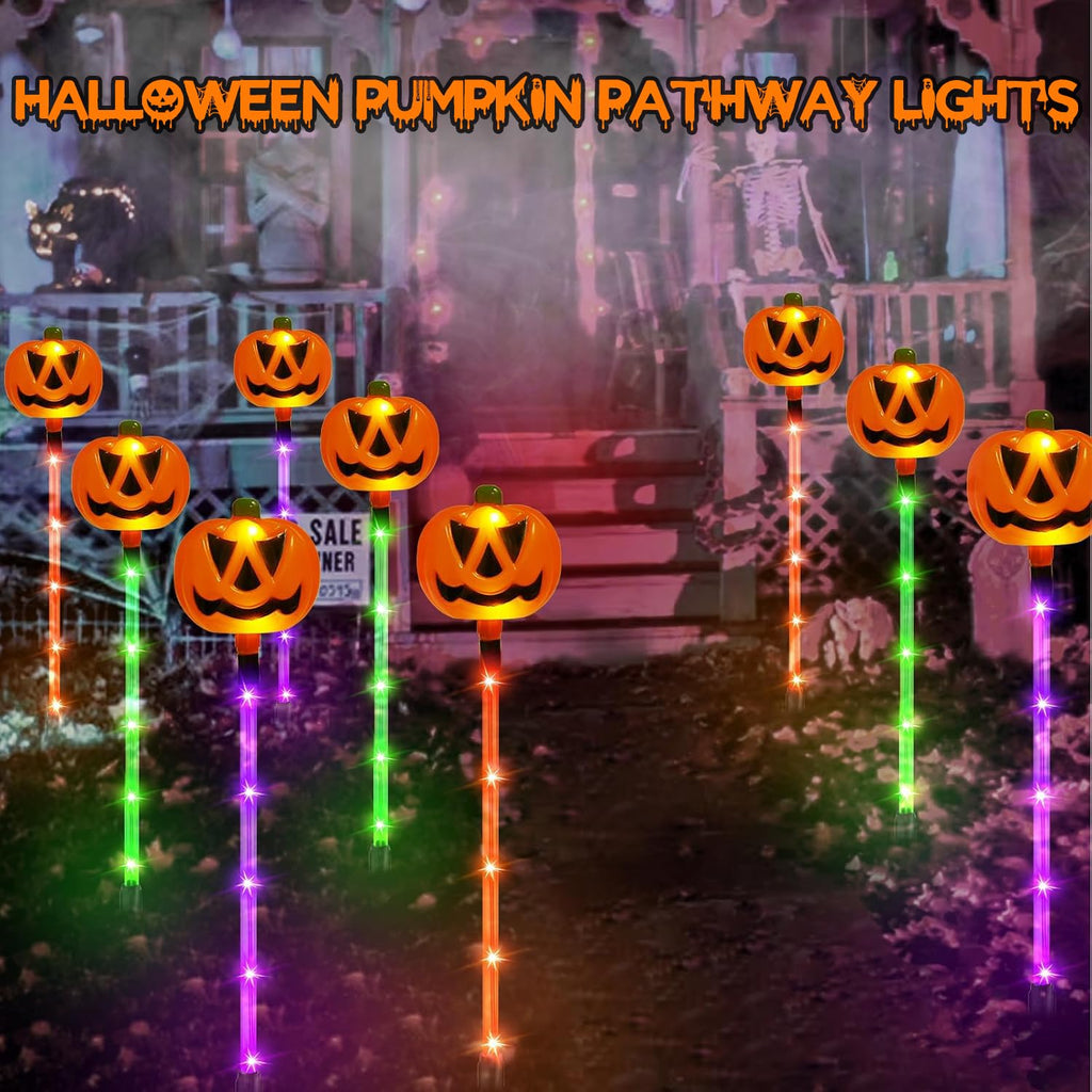 12 Pack Solar Pumpkin Lights Outdoor Waterproof for Halloween Decorations