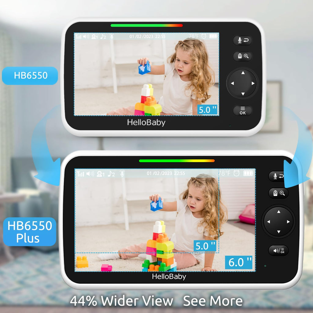 HelloBaby 6" No WiFi Video Baby Monitor with Camera Audio, 33H Battery