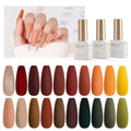 GAOY 23 Pcs Fall Gel Nail Polish Set, 20 Brown Red Green Glitter Colors