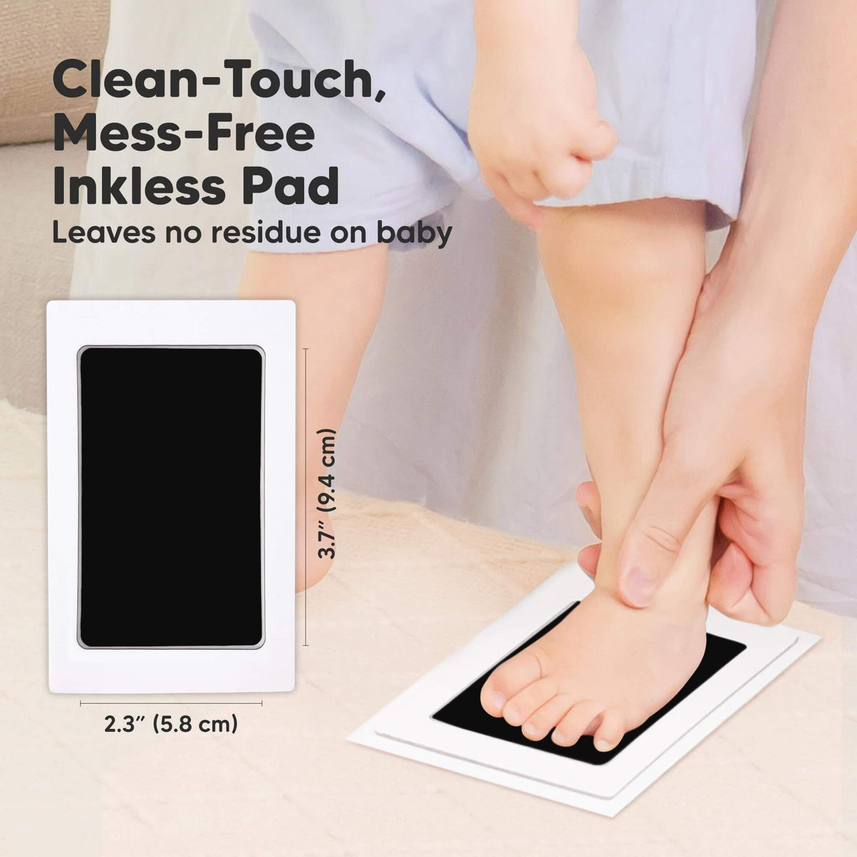 4pk Inkless Baby Hand and Footprint Kit, Mess Free Ink Pads (Jet Black, R)