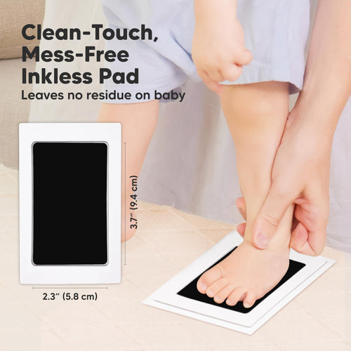 4pk Inkless Baby Hand and Footprint Kit, Mess Free Ink Pads (Jet Black, R)