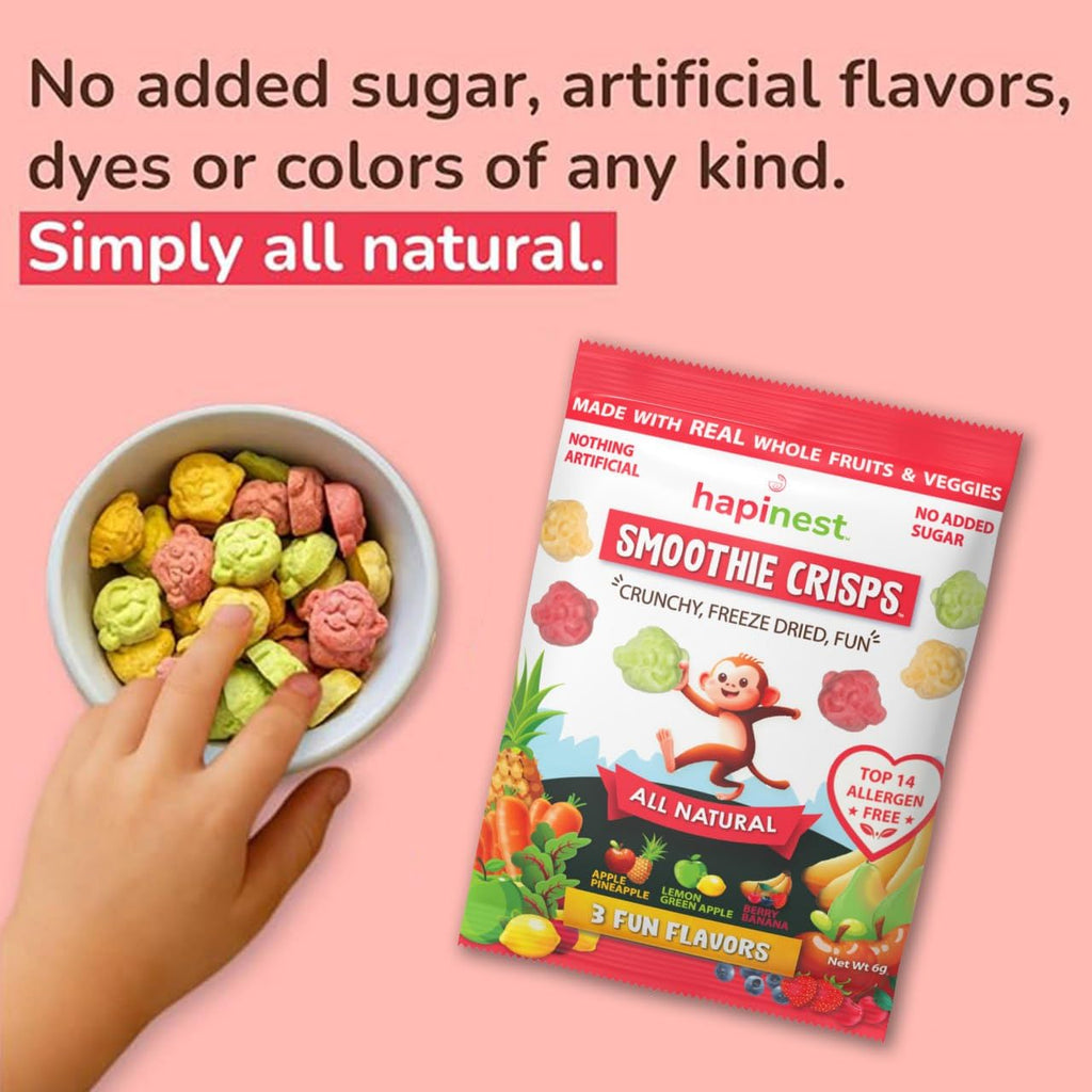 Hapinest Smoothie Crisps Healthy Snacks for Kids, 3 Flavors, 12ct
