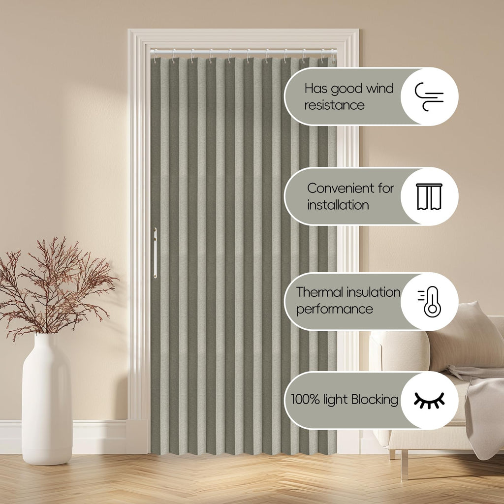 AJAZZ Blackout Accordion Door Magnetic Door Curtain Folding Closet Doors Curtain Invisible for Bedroom Room Living Room Doorway, Grey 42" W x 78" L, 1 Panel
