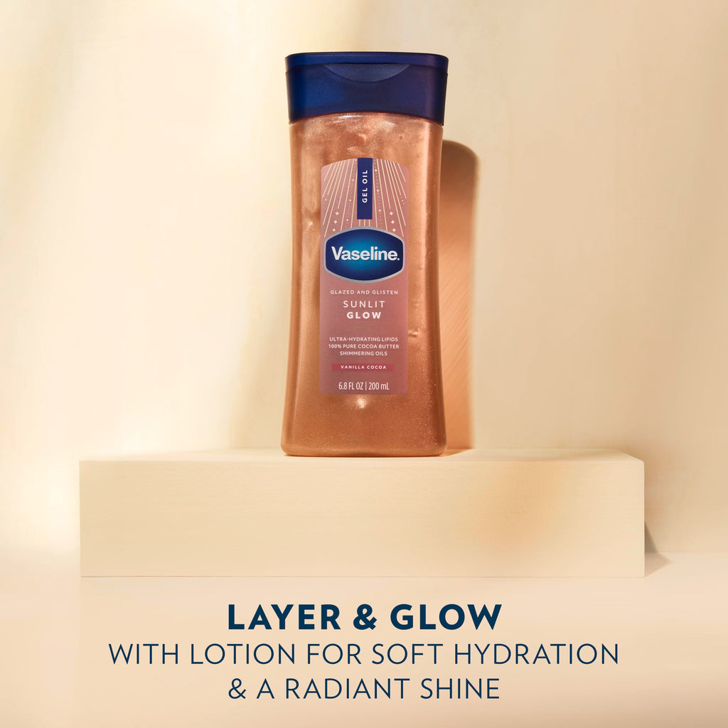 Vaseline Glazed and Glisten Sunlit Glow Body Gel Oil Shimmering 6.8oz 1ct