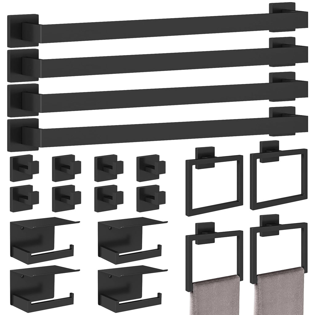 STWWO 20-Pieces Matte Black Bathroom Hardware Set