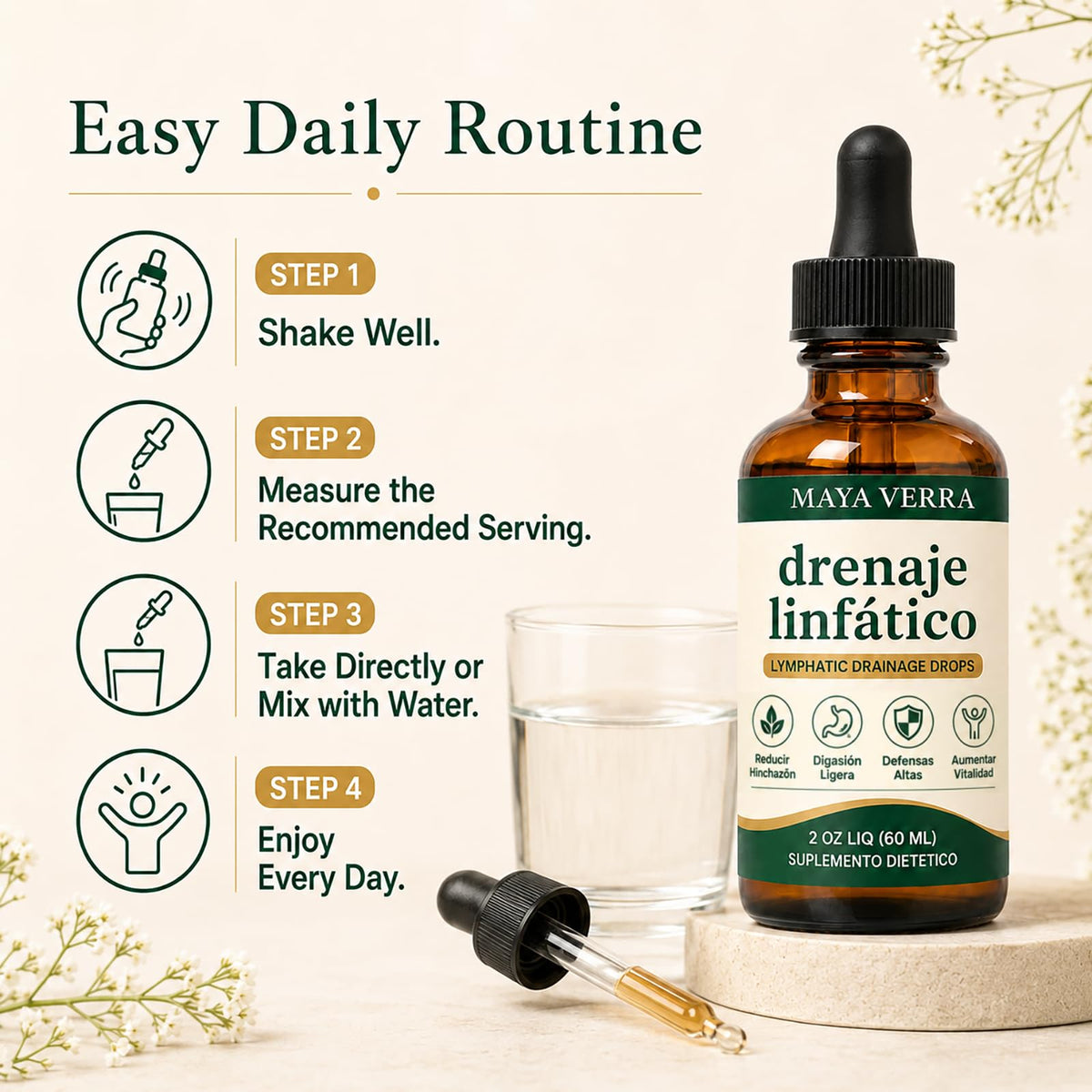 SOURPLUS Maya Verra Drenaje LinfáTico Gotas, Lymphatic Drainage Drops, Full Body Detox & Cleanse, Immune Support, Reduce Bloating, Vegan, Non-GMO (60ml) (1)
