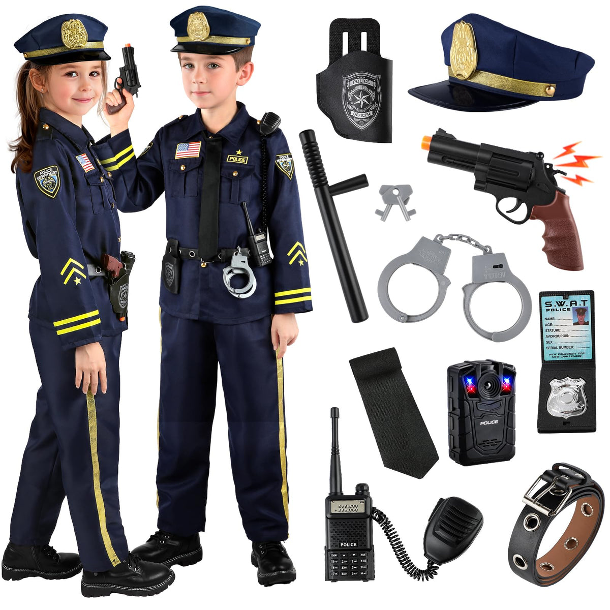 GIFTINBOX Police Costume for Kids, Kids Police Officer Costume Boys Girls