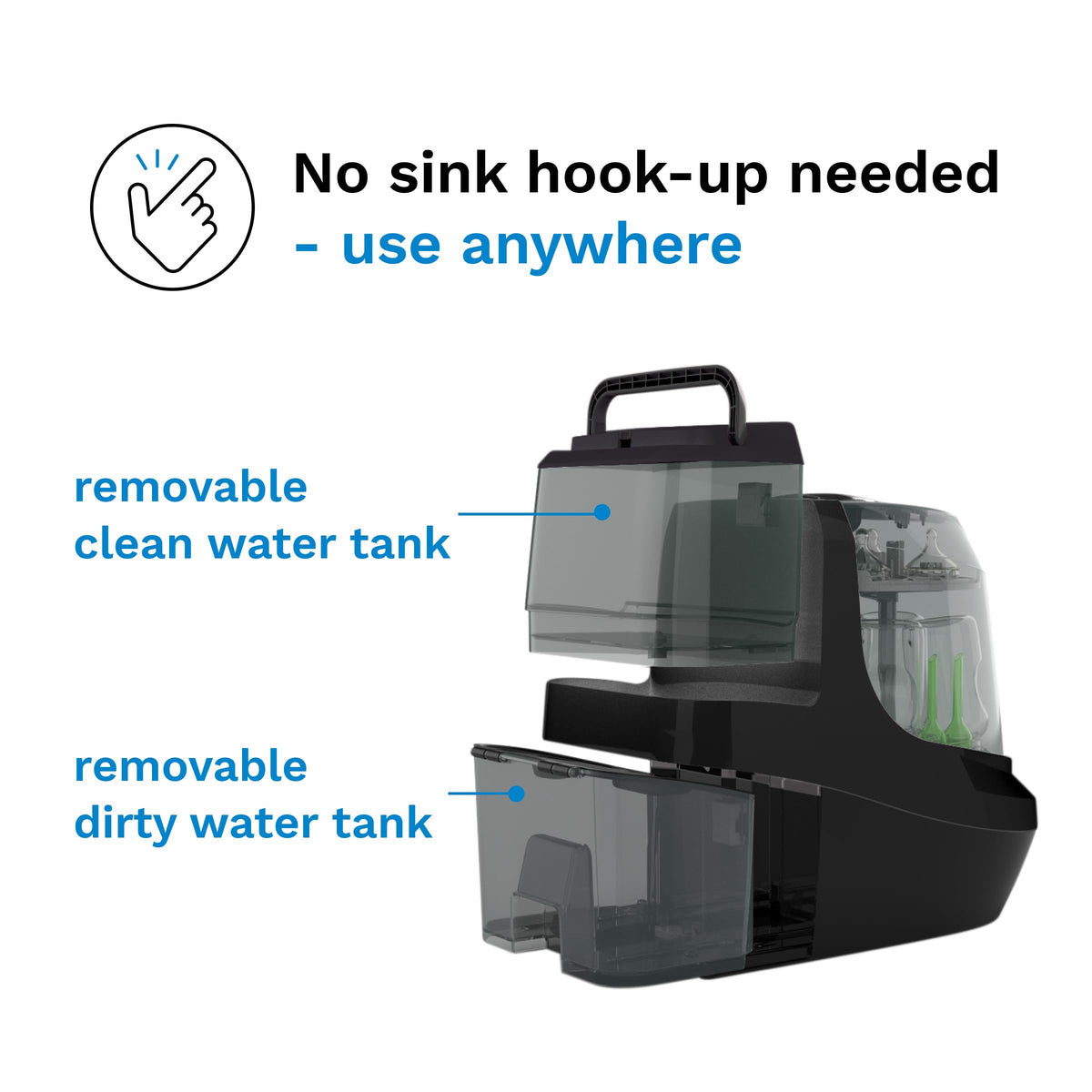 Baby Brezza Baby Bottle Washer Pro - Clinically Proven Better Cleaning