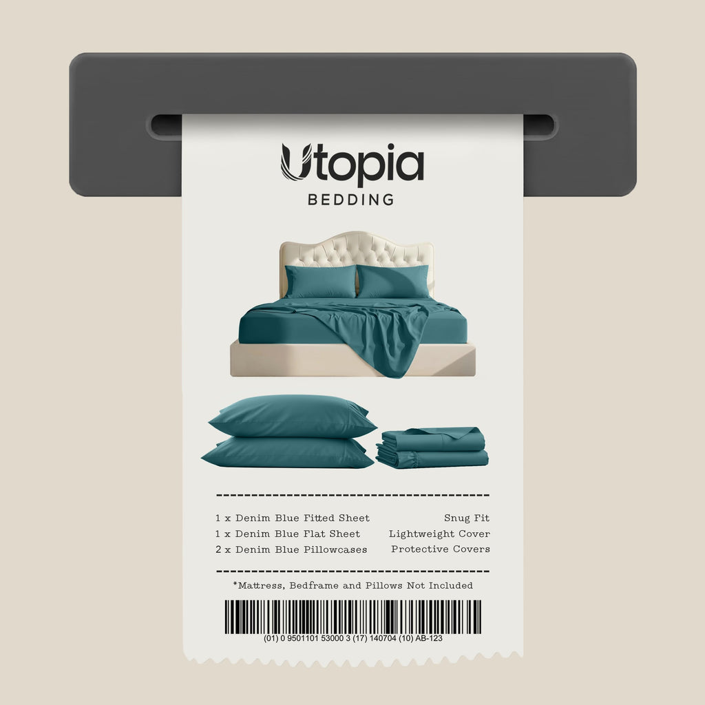King Sheets Set, 4 Pieces 16" Deep Pocket Hotel Luxury Sheets, Denim Blue
