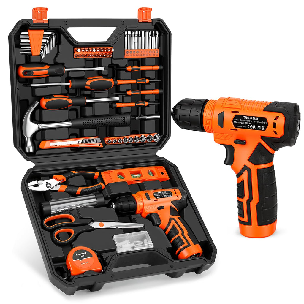 Thatool 139-Piece Home Tool Kit with 8V Cordless Drill and Storage Case
