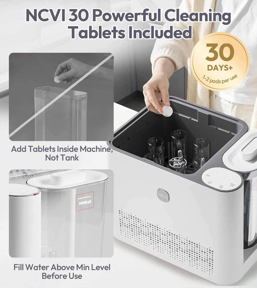 NCVI Large Baby Bottle Washer, Sterilizer and Dryer, Holds 6 Bottles