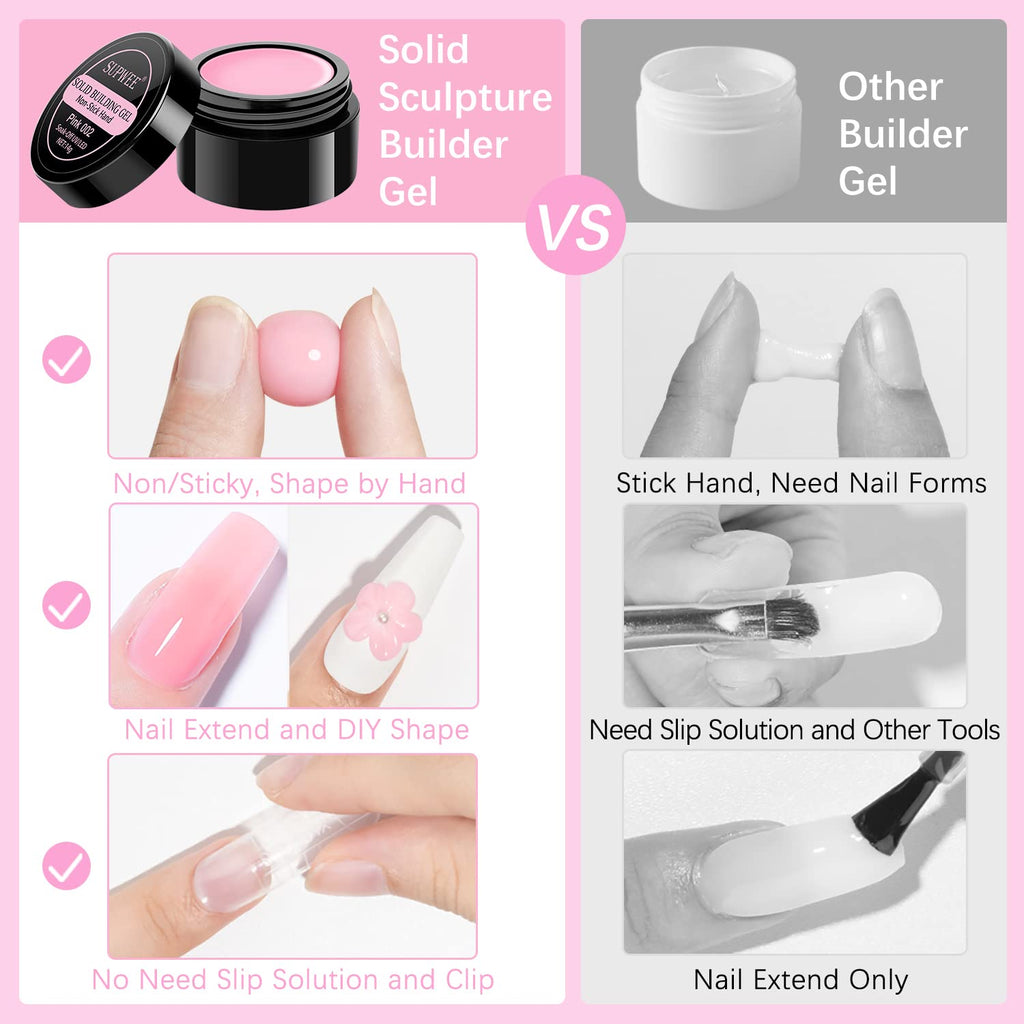 Solid Builder Gel for Nail Extension Non Stick Hand Scupture Hard Gel