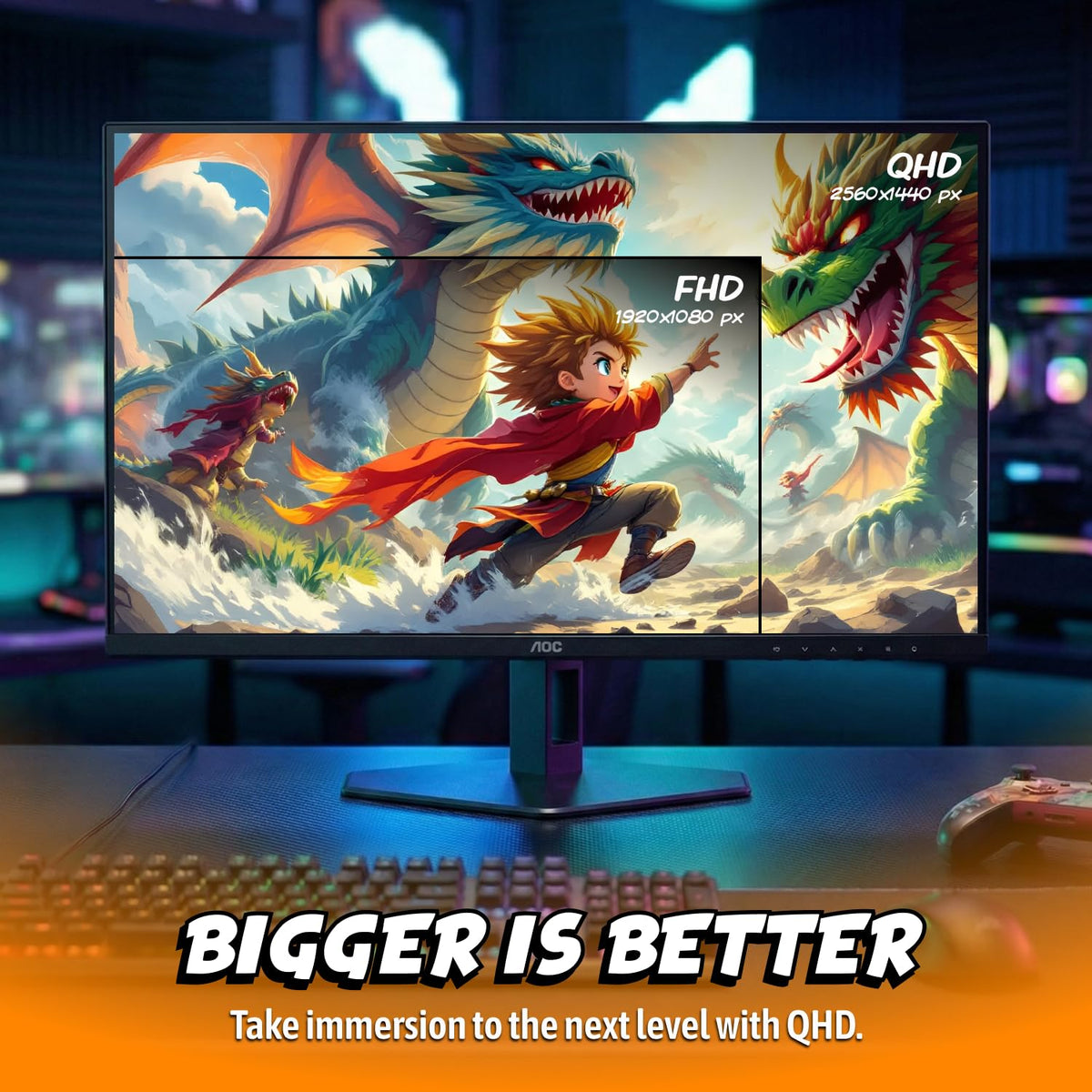 AOC 27" Gaming Monitor QHD 240Hz QD OLED NVIDIA G-SYNC Compatible Q27GAZD