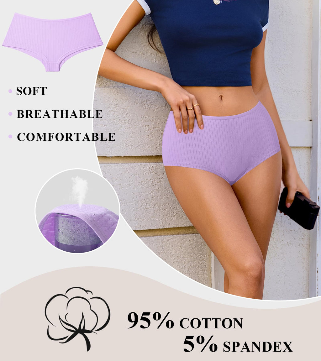SIONCY 9 Pack Boy Shorts Underwear for Women Cotton Boxer Briefs, L
