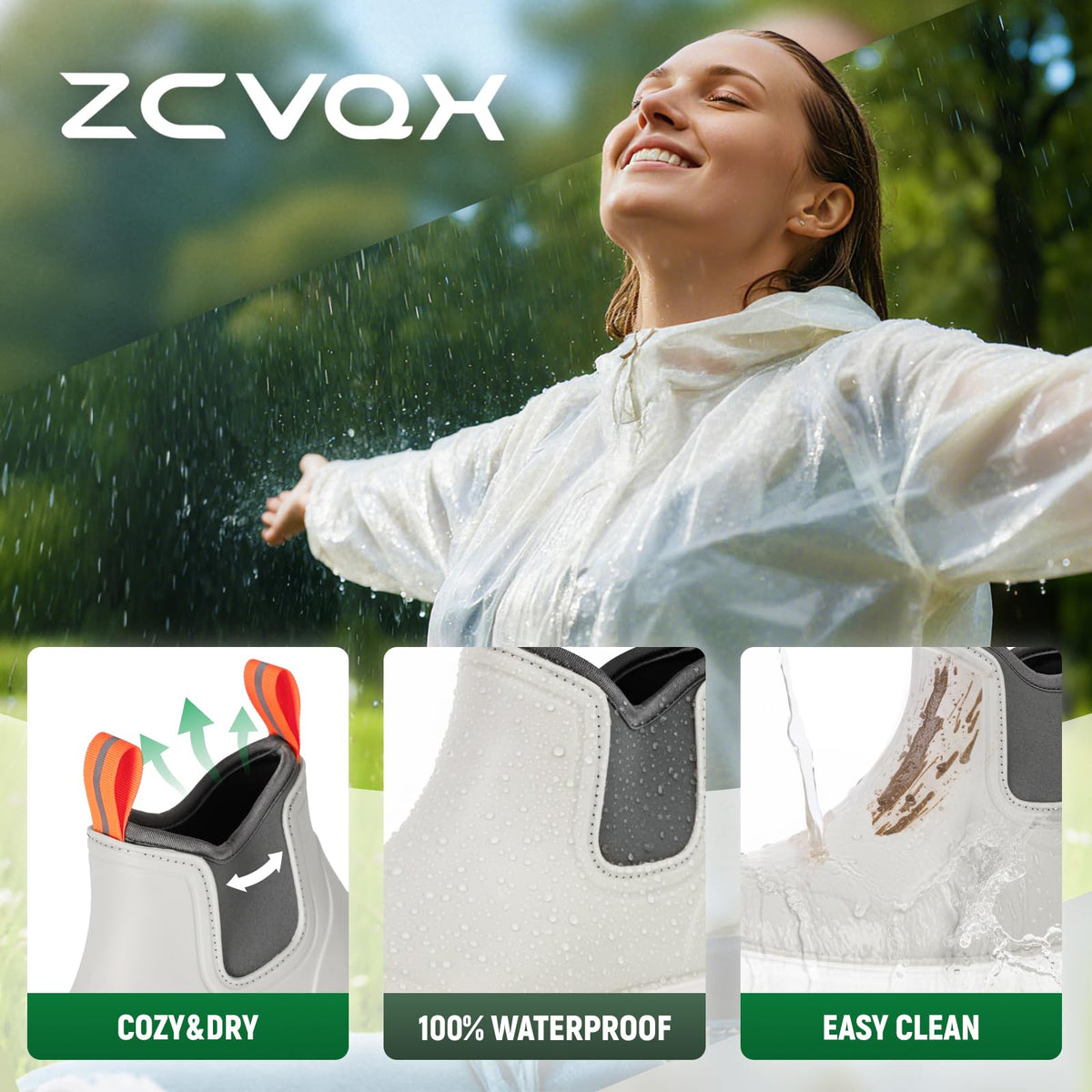 ZCVQX Women's Deck Boots Waterproof Ankle Rain Boots