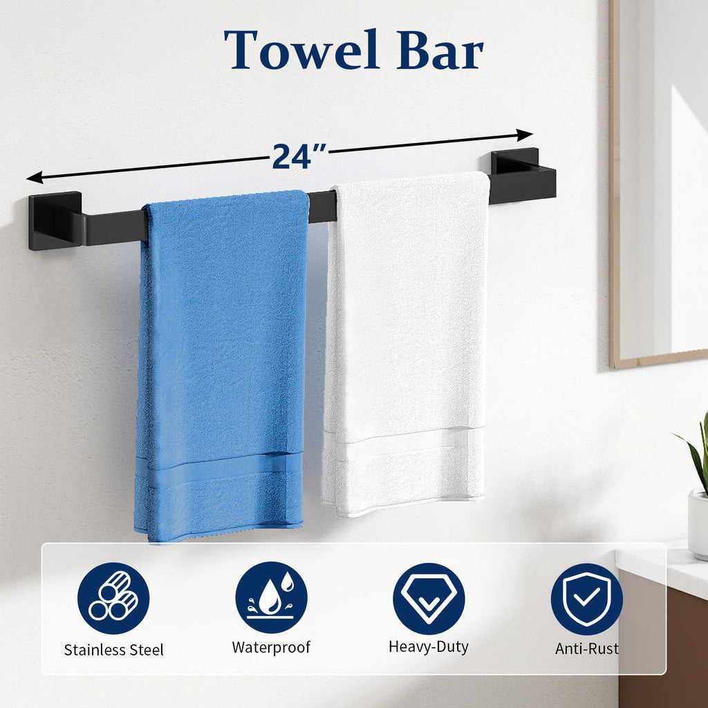STWWO 20-Pieces Matte Black Bathroom Hardware Set