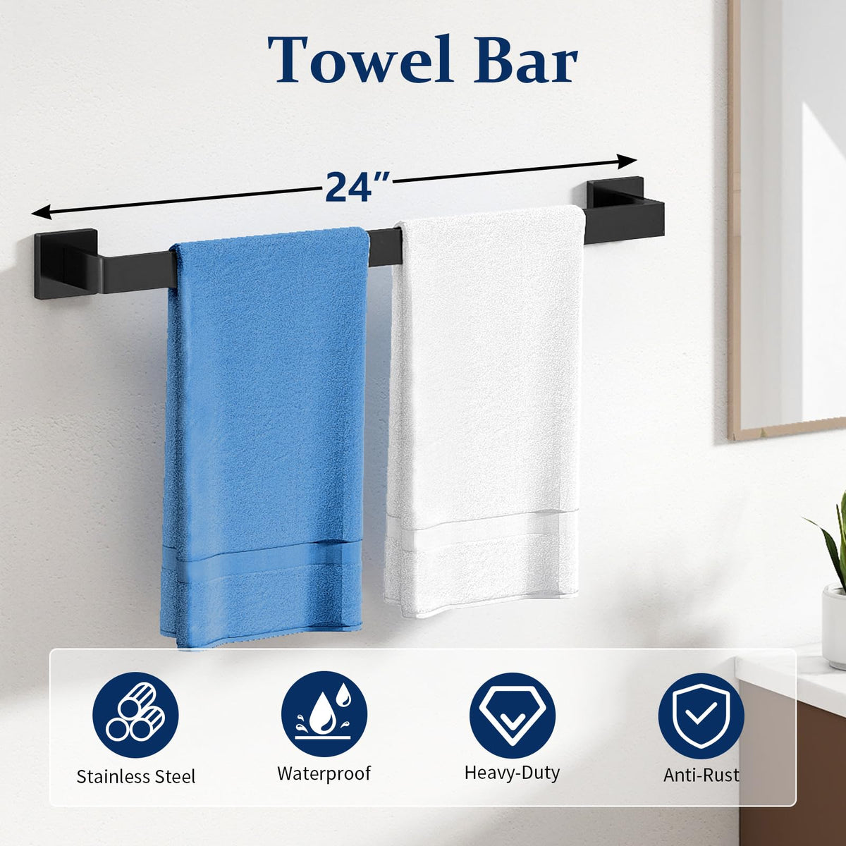 STWWO 20-Pieces Matte Black Bathroom Hardware Set
