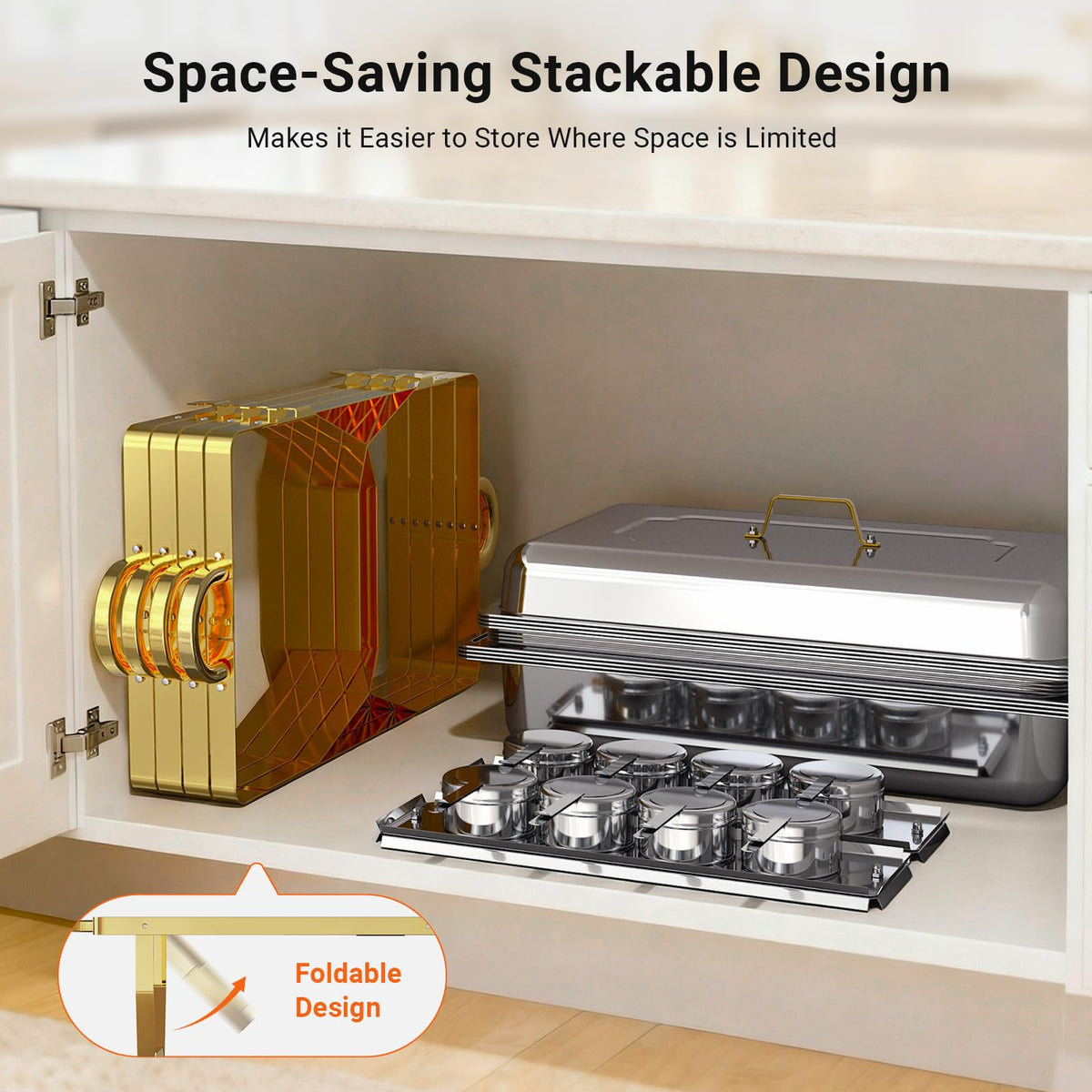Chafing Dishes for Buffet 4 Pack, High Grade Chafing Dish Buffet Set, Stainless Steel Food Warmers with Stackable Design for Parties, Catering Supplies, Banquets, and Weddings, 4 Full Size Pans