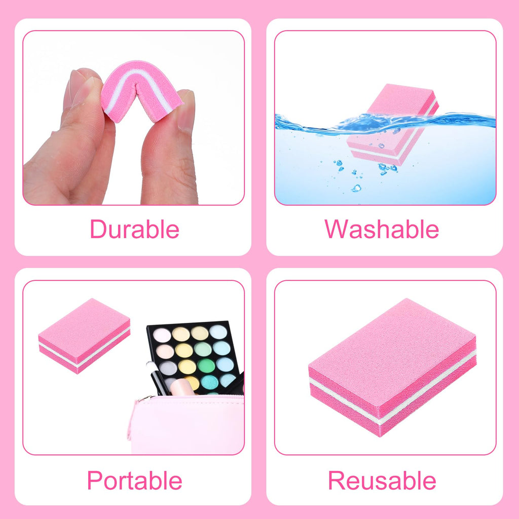 400 Pcs Sponge Nail Buffer Blocks for Acrylic Nails Pink
