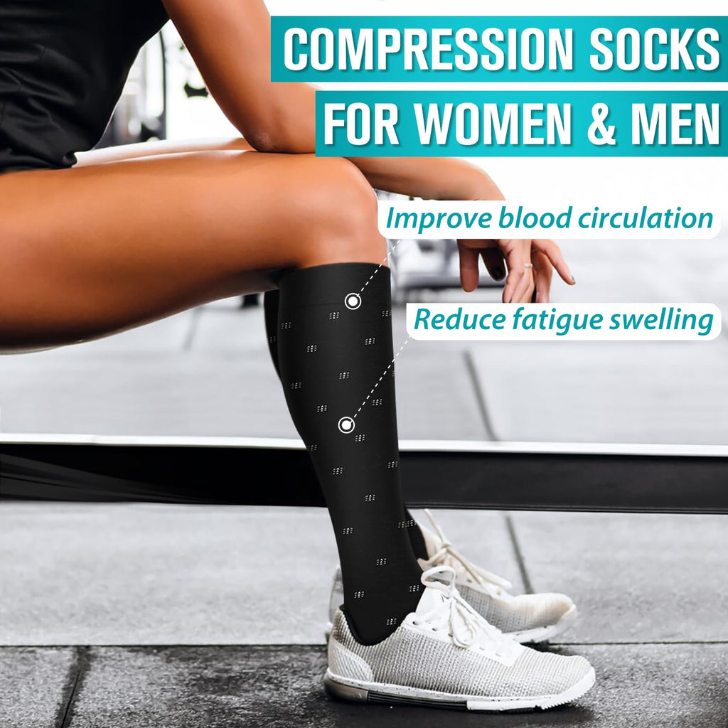 Copper Compression Socks for Women & Men (6 pairs) - Best Support for Nurses, Running, Hiking, Recovery