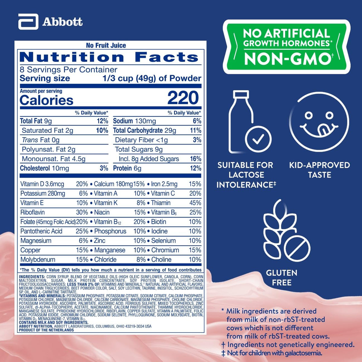 PediaSure Grow & Gain Shake Mix, 6g Protein, Strawberry, 14.1 oz Can, 6pk