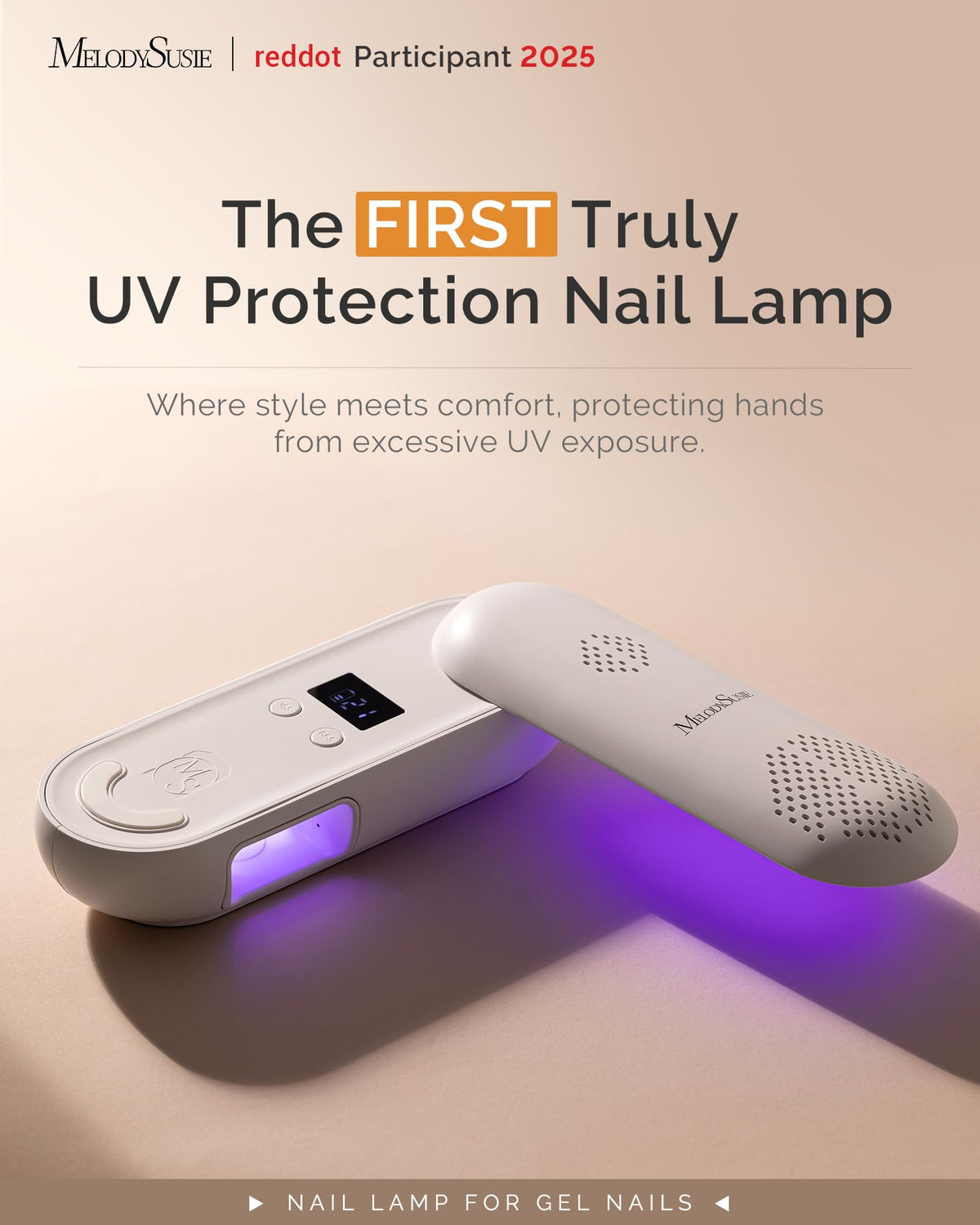 MelodySusie Compact Cordless UV LED Nail Lamp P-PLUS20F for UV Protection